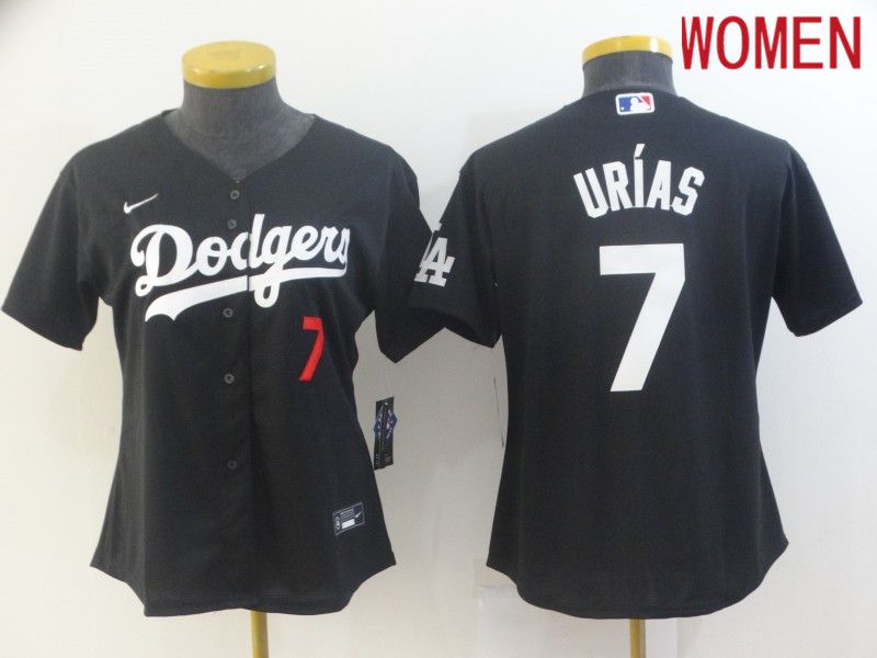 Women Los Angeles Dodgers #7 Urias Black Game 2021 Nike MLB Jersey